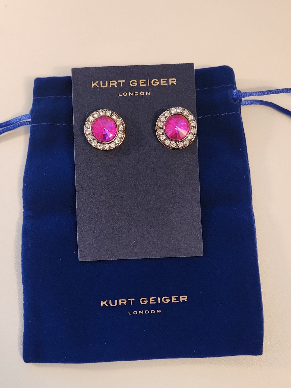 Kurt Geiger Fuchsia Crystal Halo Stud Earrings